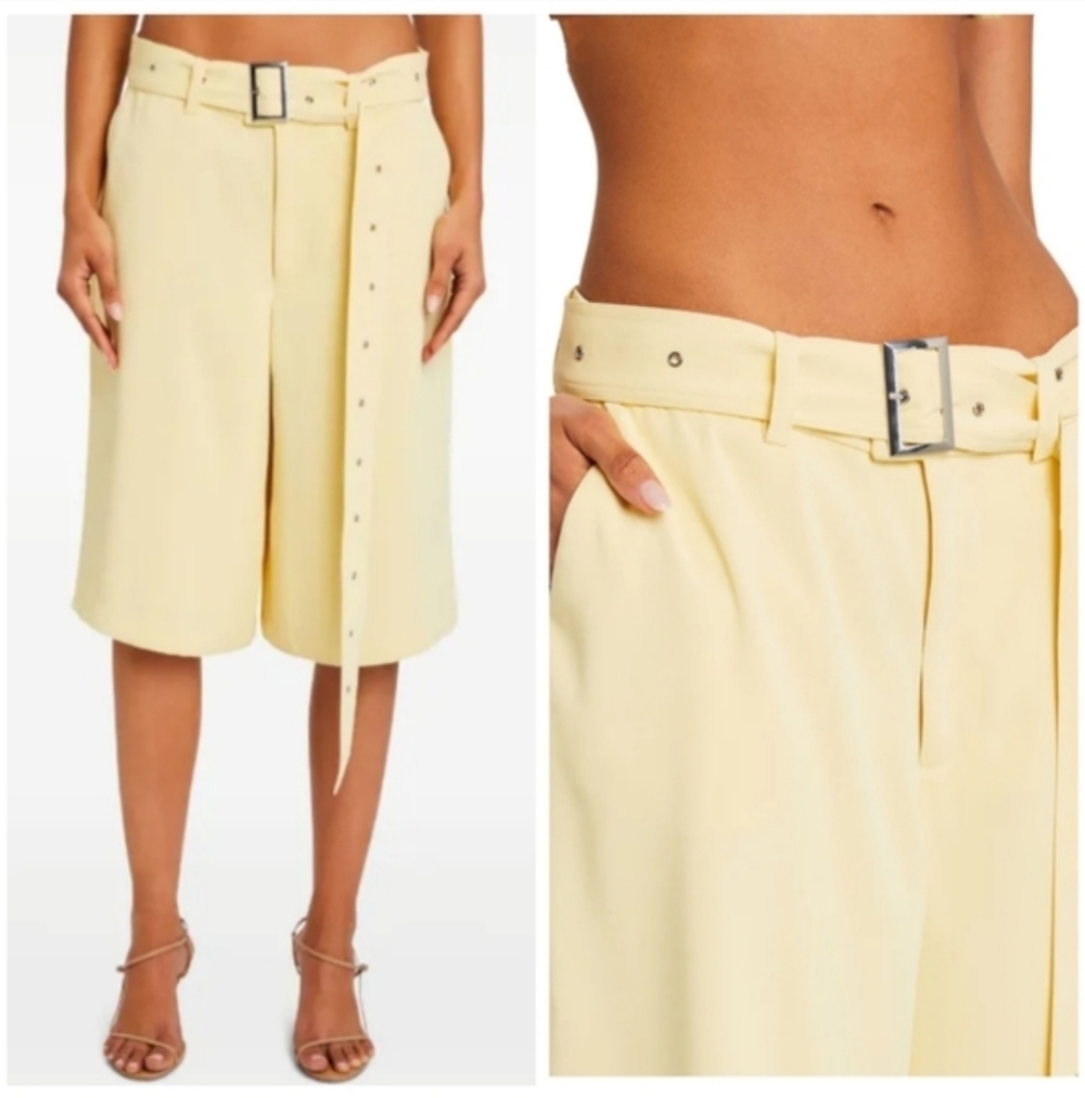 SER.O.YA $298 Philomena Shorts "Butter" Yellow Belted Women's XS Quiet Luxury